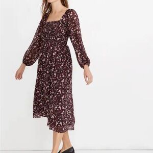 Madewell Burgundy Floral Midi Dress